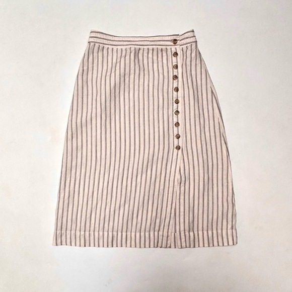 Madewell Linen Striped Skirt 003 - Picture 1 of 7